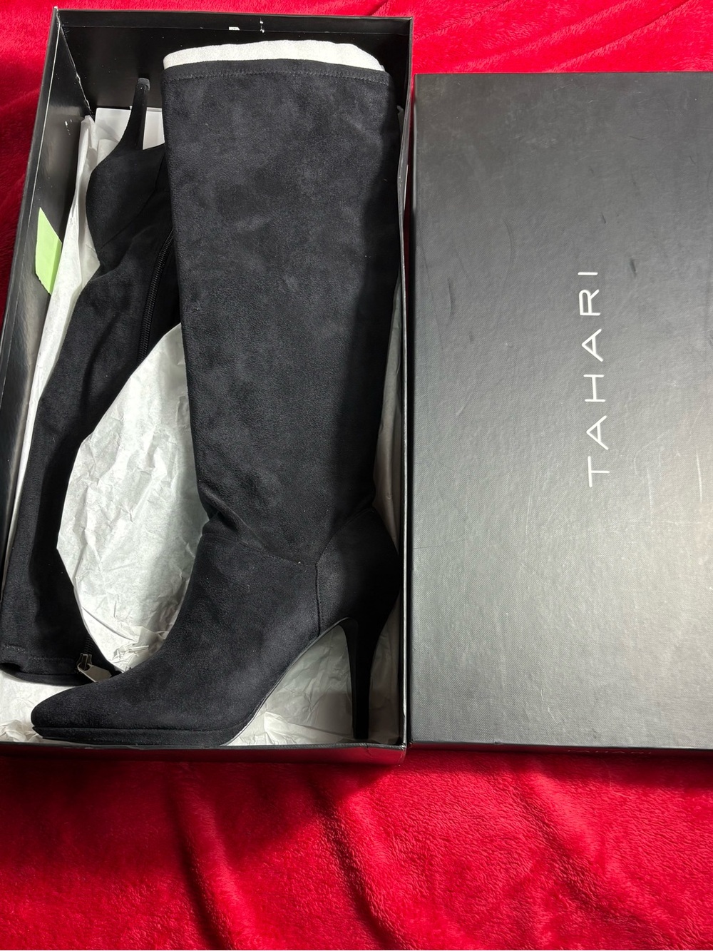 Tahari Izzy Black Suede Knee-High Boots – Women’s Size 9M NIB